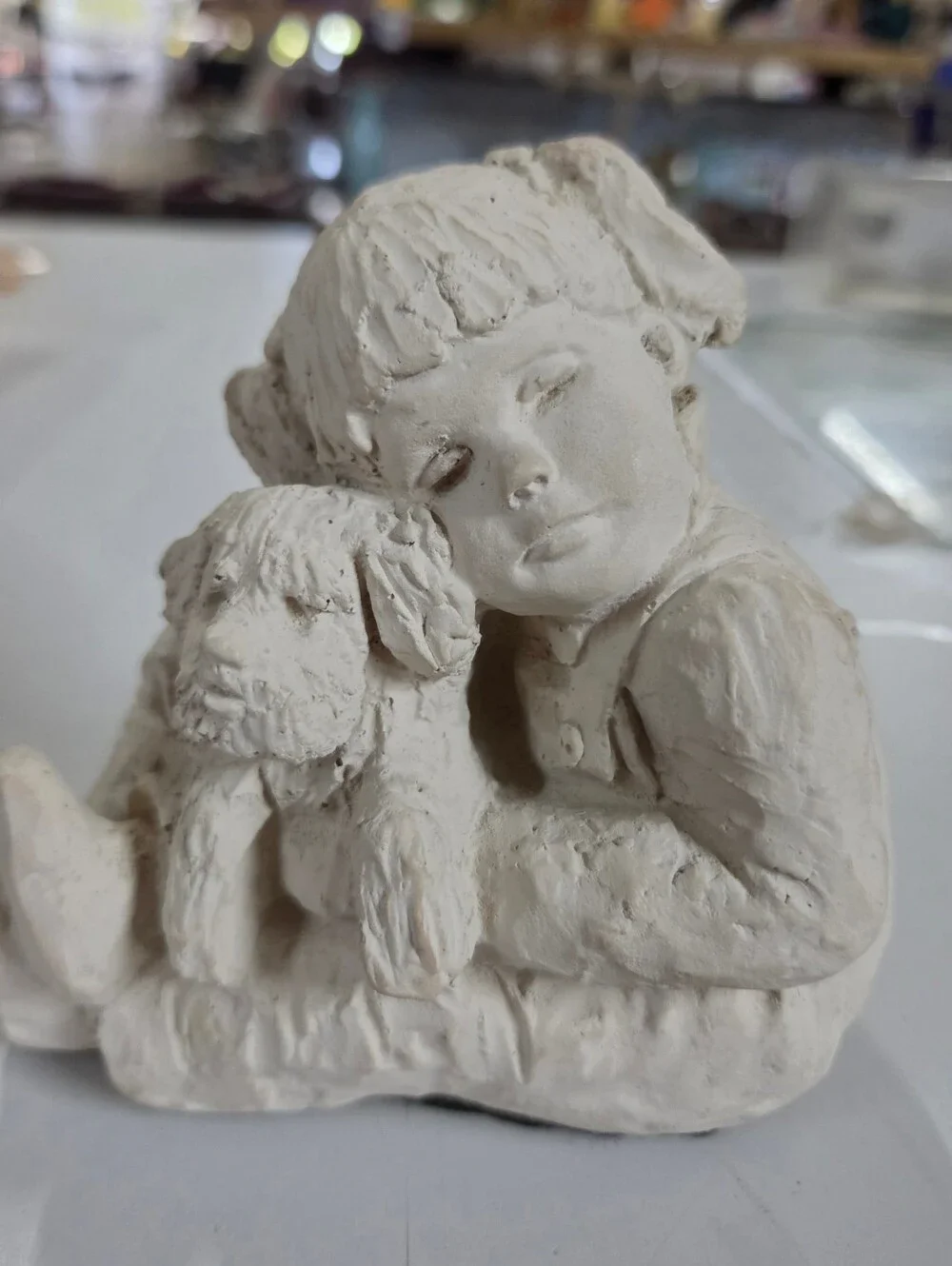 VTG 1987 Austin Productions Bright Eyes Sculpture Dee Crowley Girl & Dog